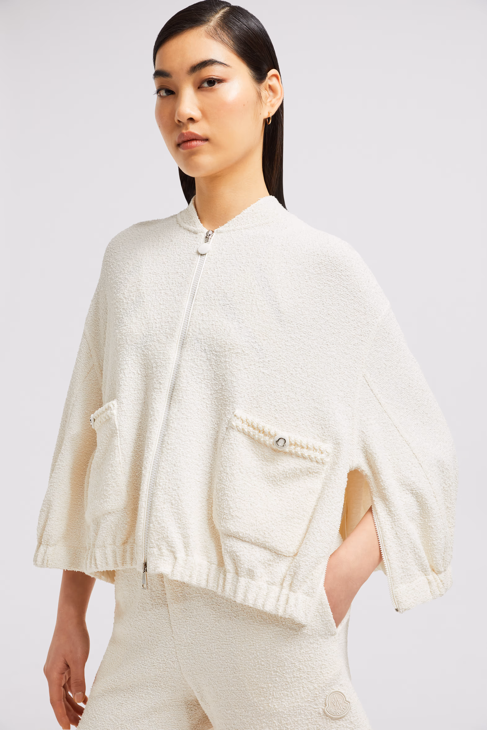 2-in-1 Bouclé Zip-Up Cardigan Women White Moncler 7